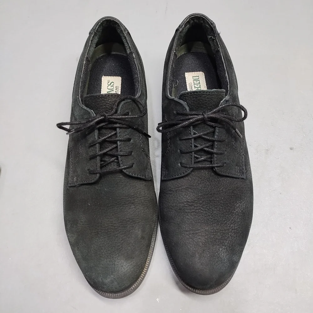 Deer Stags Buck Oxford Shoes Mens US 10M Black Genuine Leather Comfort Lace Up
